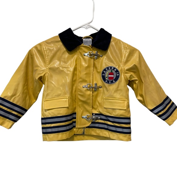 Boyz Wear By Nannette Yellow Faux Leather Ladder 18 Fire Departmment Jacket - Picture 1 of 3